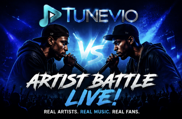 Two artists in a live head-to-head music battle on Tunevio
